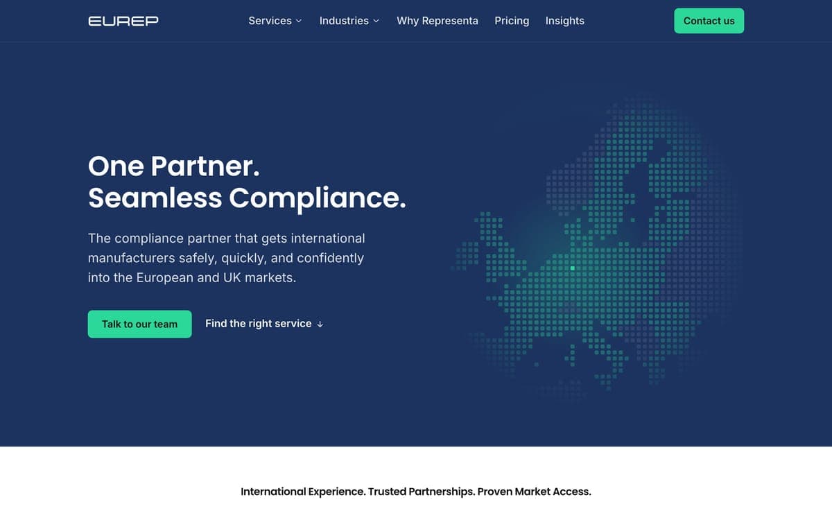 Screenshot der Website von EU Representa