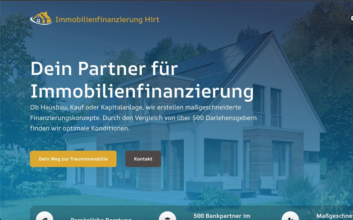 Screenshot der Website von Immobilienfinanzierung Hirt