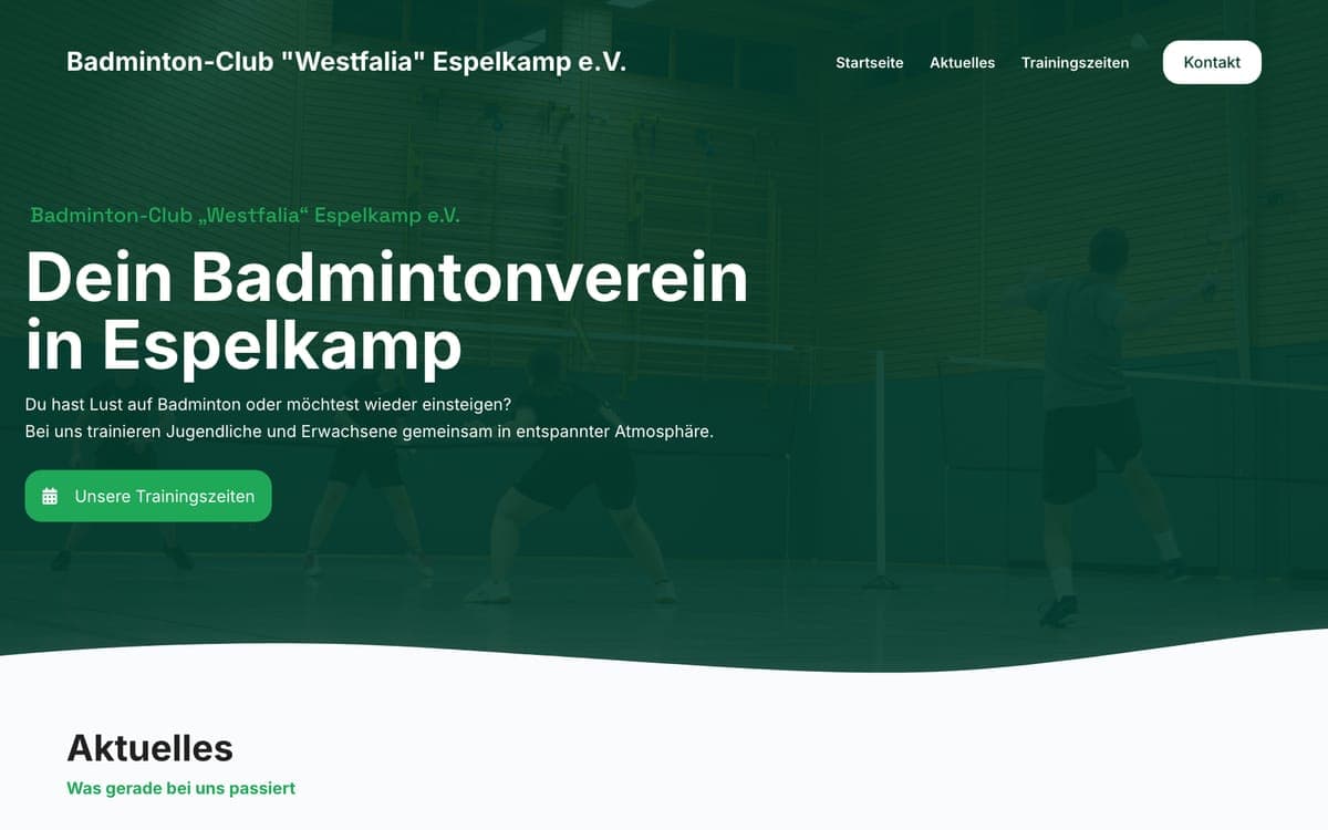 Screenshot der Website von BC Westfalia Espelkamp