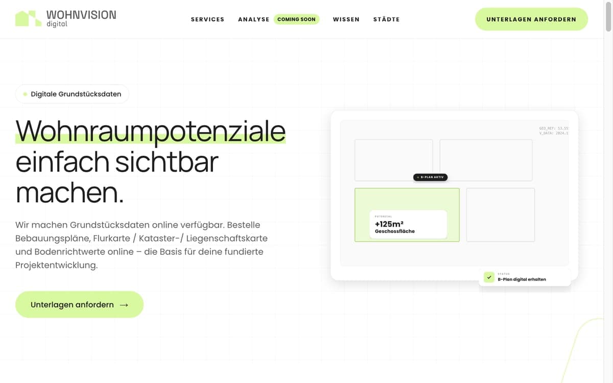 Screenshot der Website von Wohnvision Digital